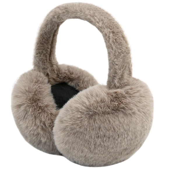 🌻4/$20 Faux Fur Taupe Foldable Trendy Oversized One Size Earmuffs New - Picture 1 of 10